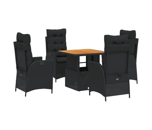 Set de muebles jardín 5 pzas con cojines ratán sintético negro