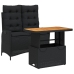 Set comedor de jardín 2 pzas con cojines ratán sintético negro