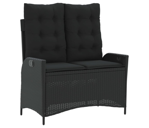 Set comedor de jardín 2 pzas con cojines ratán sintético negro