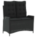Set comedor de jardín 2 pzas con cojines ratán sintético negro