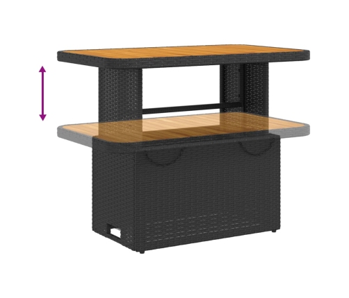 Set comedor de jardín 2 pzas con cojines ratán sintético negro