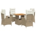 Set comedor de jardín 5 pzas con cojines ratán sintético beige