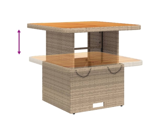 Set comedor de jardín 3 pzas con cojines ratán sintético beige