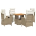 Set comedor de jardín 5 pzas con cojines ratán sintético beige