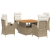 Set comedor de jardín 5 pzas con cojines ratán sintético beige