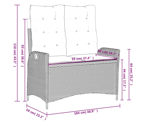 Set comedor de jardín 2 pzas con cojines ratán sintético beige