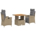 Set comedor de jardín 3 pzas con cojines ratán sintético beige