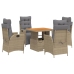 Set comedor de jardín 5 pzas con cojines ratán sintético beige