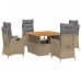 Set comedor de jardín 5 pzas con cojines ratán sintético beige