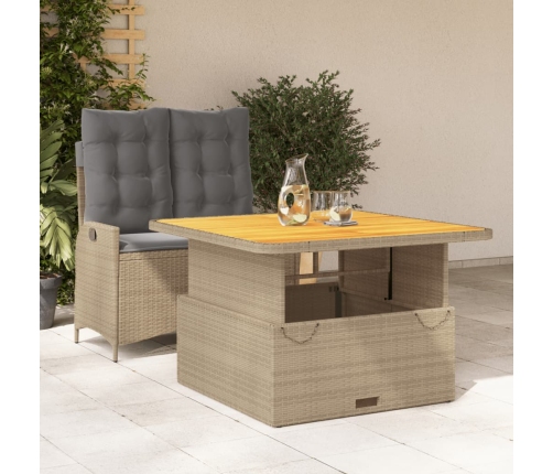 Set comedor de jardín 2 pzas con cojines ratán sintético beige