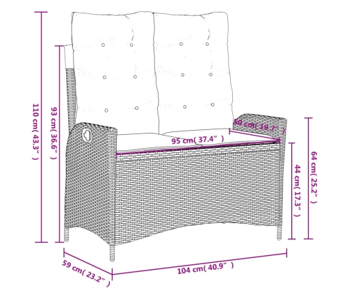 Set de comedor jardín con cojines 4 pzas ratán sintético beige