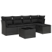 Set de sofás de jardín 6 piezas y cojines ratán sintético negro
