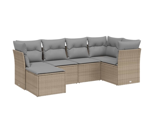 Juego de sofás jardín con cojines beige mezcla 6 pzas ratán PE