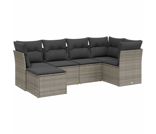 Set de muebles de jardín 6 pzas y cojines ratán sintético gris
