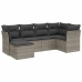 Set de muebles de jardín 6 pzas y cojines ratán sintético gris