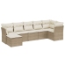 Set sofás de jardín 7 piezas y cojines ratán sintético beige