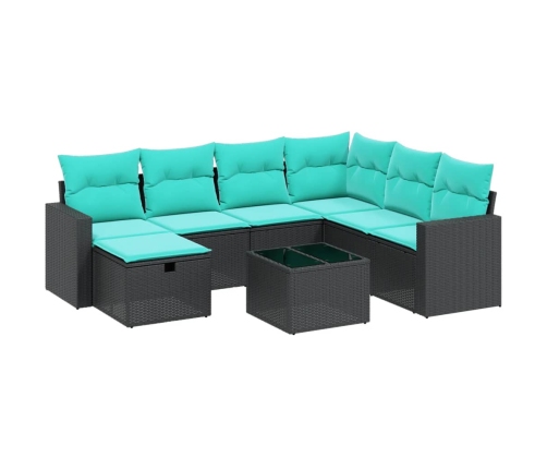 Set sofás de jardín 7 piezas y cojines ratán sintético beige