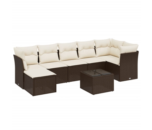 Set sofás de jardín 8 piezas y cojines ratán sintético marrón