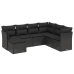 Set de comedor de jardín 7 pzas y cojines ratán sintético negro