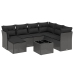 Set de sofás de jardín 8 piezas y cojines ratán sintético negro