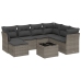Set de sofás de jardín 8 pzas y cojines ratán sintético gris