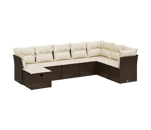 Set sofás de jardín 8 piezas y cojines ratán sintético marrón