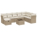 Set de sofás de jardín 9 pzas con cojines ratán sintético beige