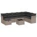 Set de muebles de jardín 9 pzas y cojines ratán sintético gris