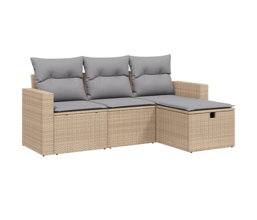 Juego de sofás jardín con cojines beige mezcla 4 pzas ratán PE