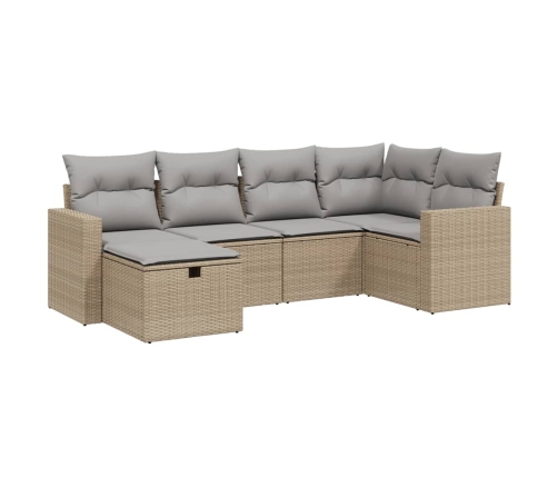 Juego de sofás jardín con cojines beige mezcla 6 pzas ratán PE