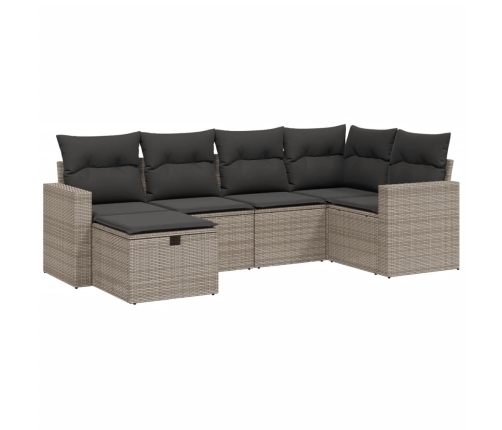 Set de muebles de jardín 6 pzas y cojines ratán sintético gris