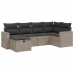 Set de muebles de jardín 6 pzas y cojines ratán sintético gris
