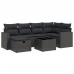 Set de comedor de jardín 7 pzas y cojines ratán sintético negro