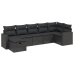 Set de comedor de jardín 7 pzas y cojines ratán sintético negro