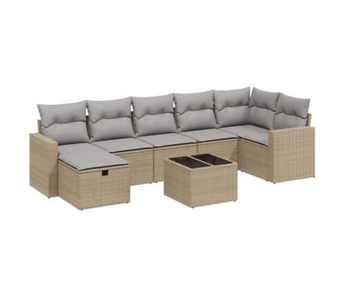 Juego de sofás jardín con cojines beige mezcla 8 pzas ratán PE