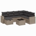 Set de sofás de jardín 8 pzas y cojines ratán sintético gris
