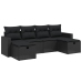Set de sofás de jardín 6 piezas y cojines ratán sintético negro