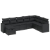 Set de sofás de jardín 8 piezas y cojines ratán sintético negro