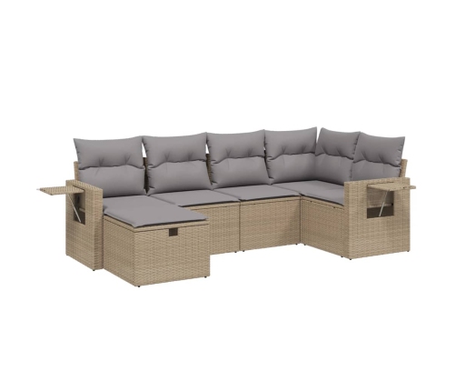 Juego de sofás jardín con cojines beige mezcla 6 pzas ratán PE