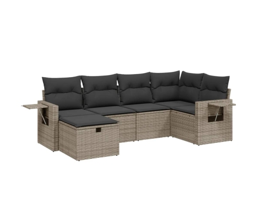 Set de muebles de jardín 6 pzas y cojines ratán sintético gris