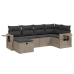 Set de muebles de jardín 6 pzas y cojines ratán sintético gris