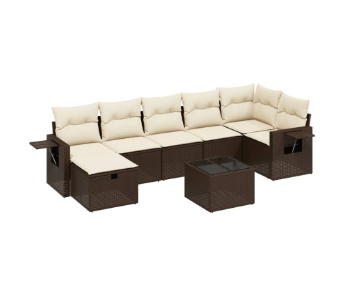 Set sofás de jardín 8 piezas y cojines ratán sintético marrón