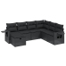Set de comedor de jardín 7 pzas y cojines ratán sintético negro
