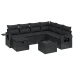 Set de sofás de jardín 8 piezas y cojines ratán sintético negro
