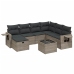 Set de sofás de jardín 8 pzas y cojines ratán sintético gris