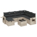 Set de sofás de jardín 8 pzas y cojines ratán sintético gris