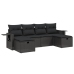 Set de sofás de jardín 6 piezas y cojines ratán sintético negro