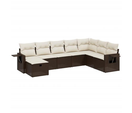 Set sofás de jardín 8 piezas y cojines ratán sintético marrón