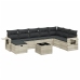 Set muebles jardín 9 pzas y cojines ratán sintético gris claro