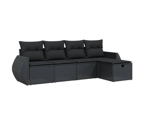 Set de muebles de jardín 5 pzas y cojines ratán sintético negro